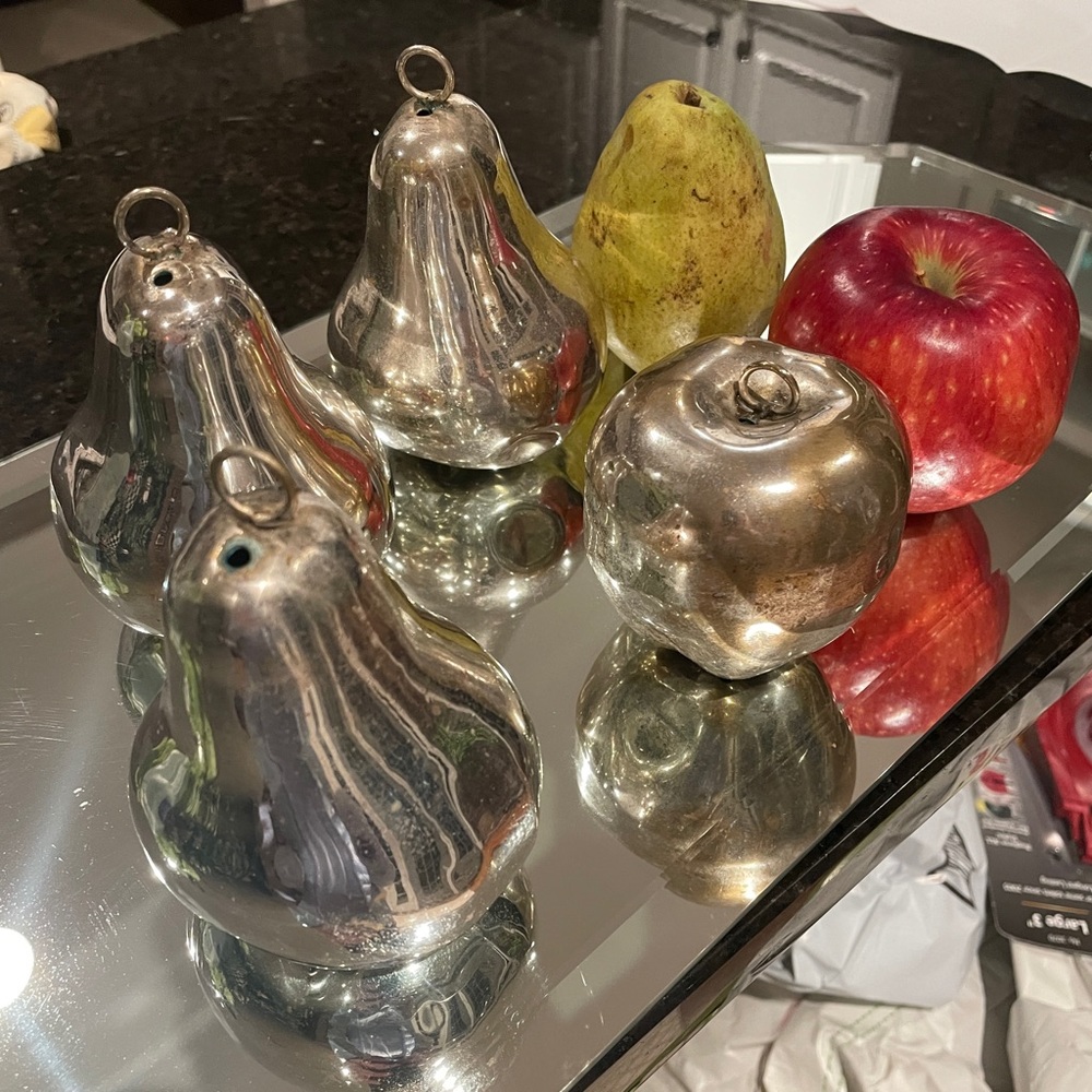 Silver pieces of fruit